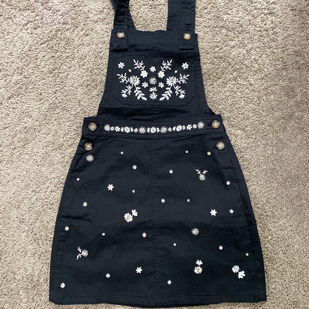 Flower denim overall dress